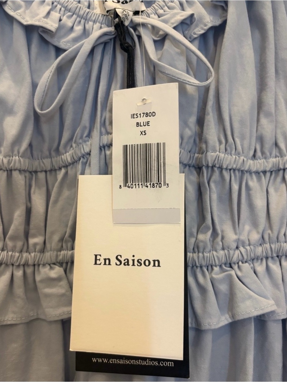 En Saison Light Blue Tiered Puff-Sleeve Dress - Picture 5 of 5